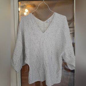 PureJill J Jill Speckled V-Neck Sweater 3/4 Sleeve Top Sz Small